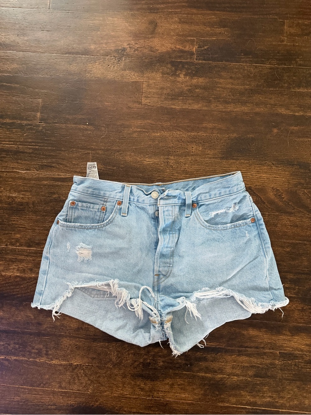 Levi's Light Blue Distressed Denim Shorts